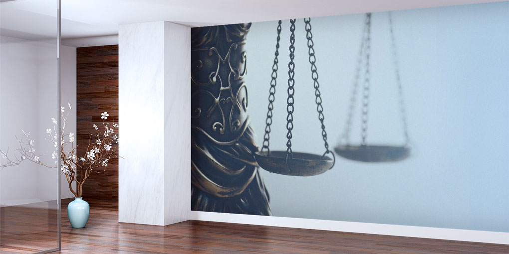 Hukuk Temalı Duvar Kağıdı – Adalet Terazisi Tasarımı 5276