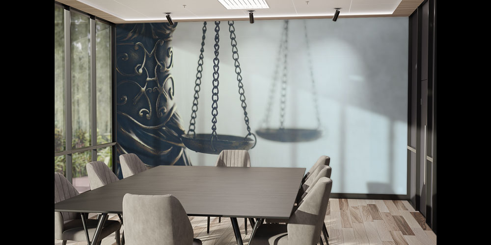 Hukuk Temalı Duvar Kağıdı – Adalet Terazisi Tasarımı 5276