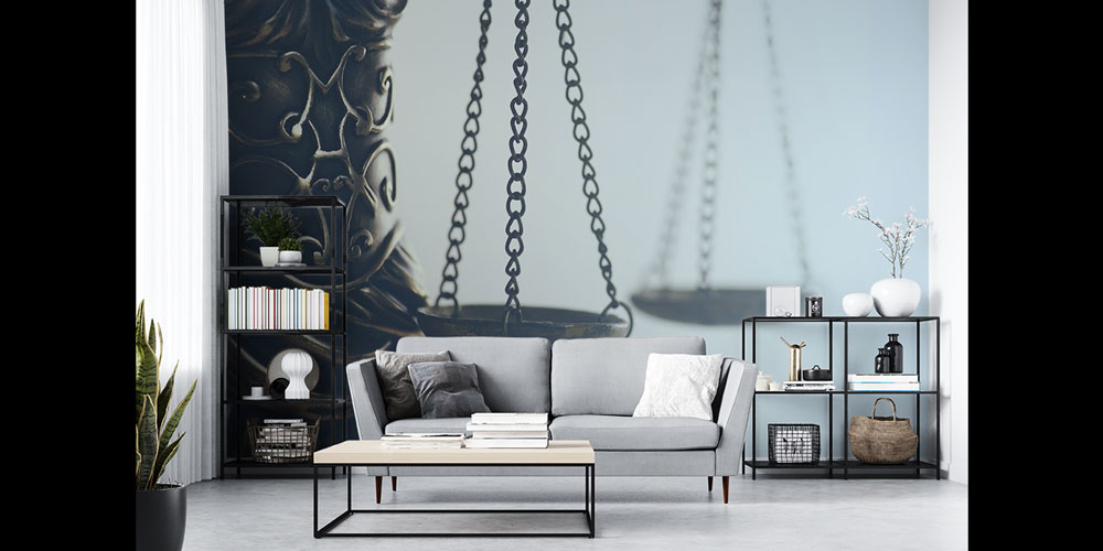 Hukuk Temalı Duvar Kağıdı – Adalet Terazisi Tasarımı 5276