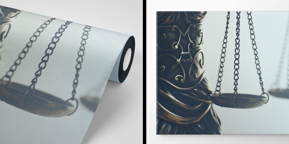 Hukuk Temalı Duvar Kağıdı – Adalet Terazisi Tasarımı 5276