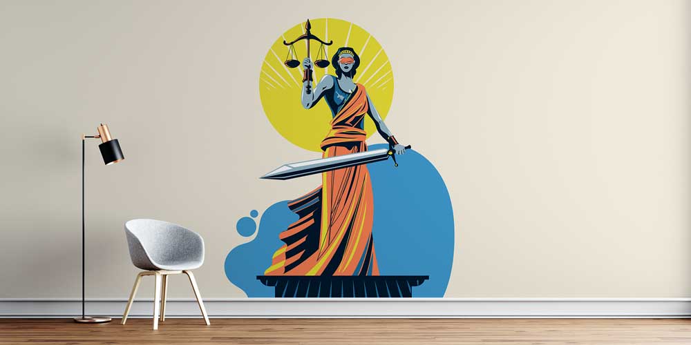 Sanatsal Çizim Lady Justice Hukuk Duvar Kağıdı – Adalet Heykeli Tasarımı 5289