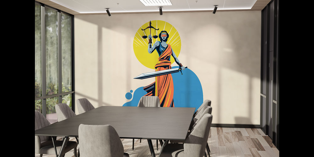 Sanatsal Çizim Lady Justice Hukuk Duvar Kağıdı – Adalet Heykeli Tasarımı 5289