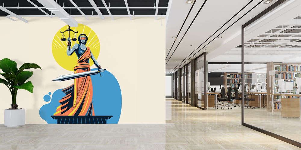 Sanatsal Çizim Lady Justice Hukuk Duvar Kağıdı – Adalet Heykeli Tasarımı 5289