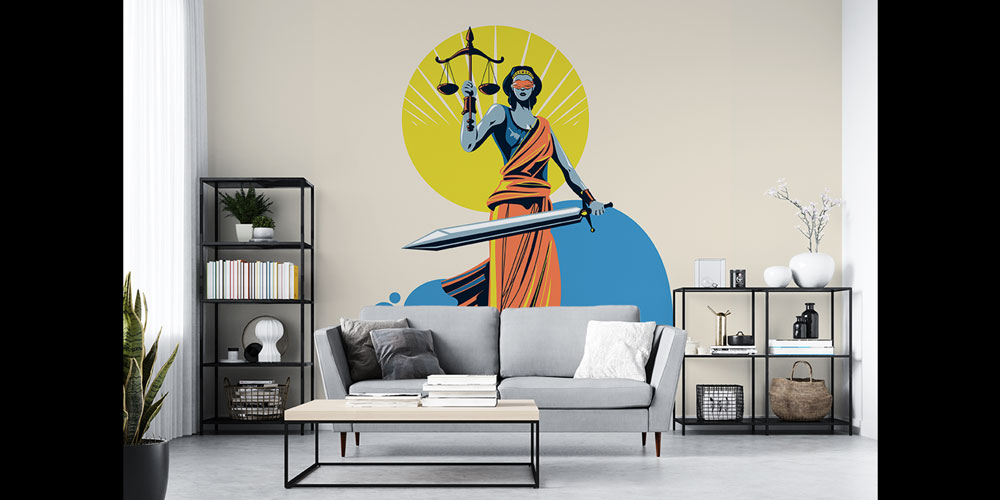 Sanatsal Çizim Lady Justice Hukuk Duvar Kağıdı – Adalet Heykeli Tasarımı 5289