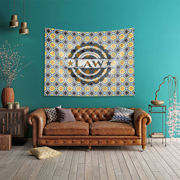 Geometrik Desenli Hukuk Duvar Örtüsü Kumaş Baskı 5310