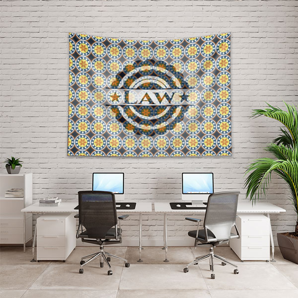 Geometrik Desenli Hukuk Duvar Örtüsü Kumaş Baskı 5310