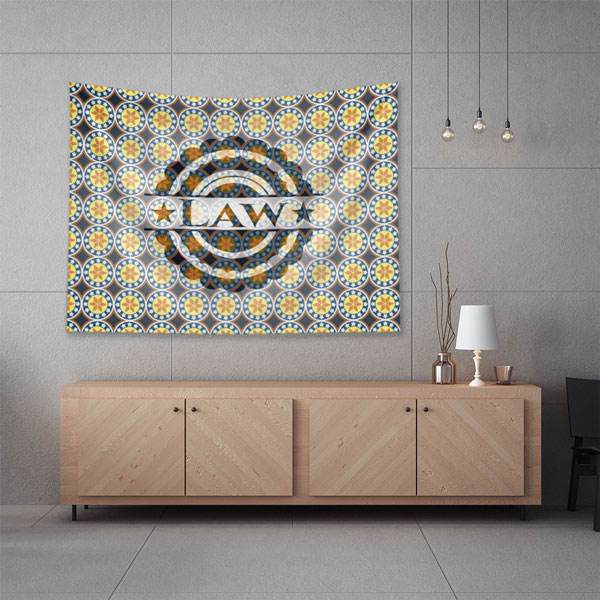 Geometrik Desenli Hukuk Duvar Örtüsü Kumaş Baskı 5310