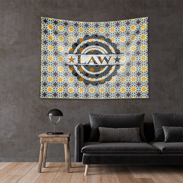 Geometrik Desenli Hukuk Duvar Örtüsü Kumaş Baskı 5310