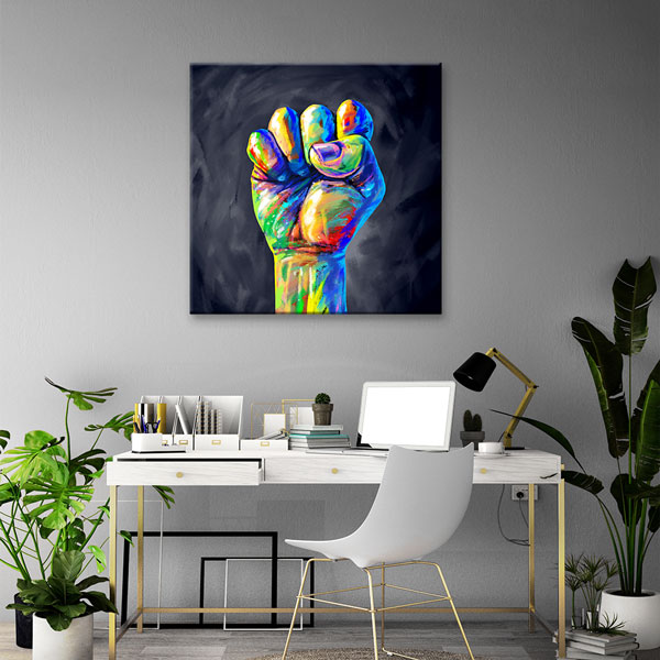 Renkli Güç ve Adalet Yumruğu Temalı Kanvas Tablo – 5268