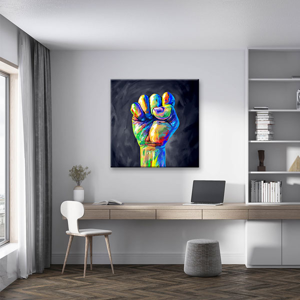 Renkli Güç ve Adalet Yumruğu Temalı Kanvas Tablo – 5268