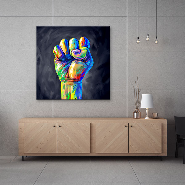 Renkli Güç ve Adalet Yumruğu Temalı Kanvas Tablo – 5268