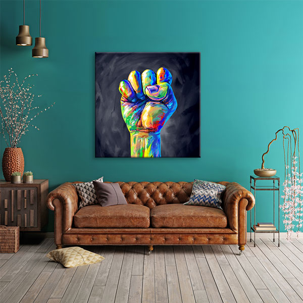 Renkli Güç ve Adalet Yumruğu Temalı Kanvas Tablo – 5268