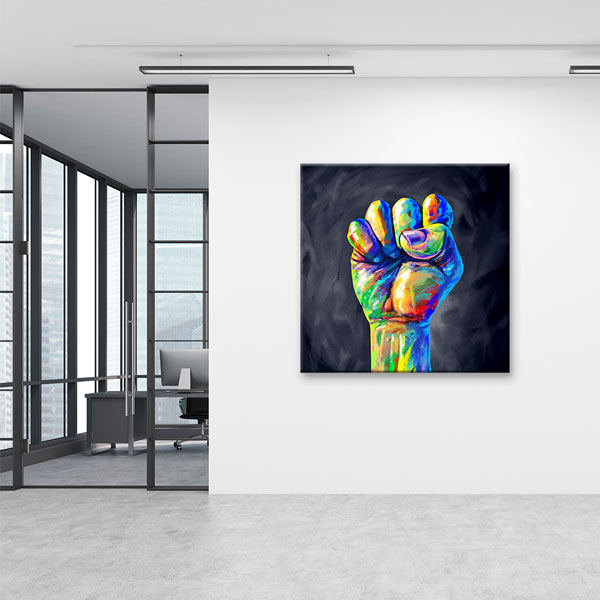 Renkli Güç ve Adalet Yumruğu Temalı Kanvas Tablo – 5268