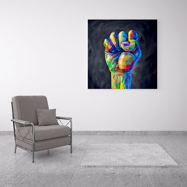 Renkli Güç ve Adalet Yumruğu Temalı Kanvas Tablo – 5268