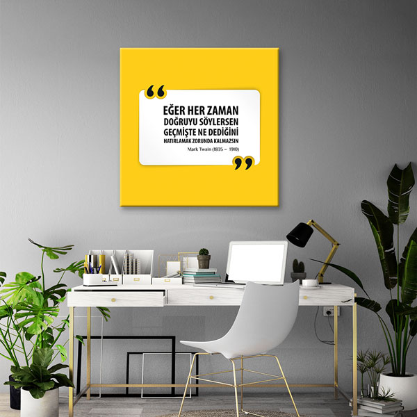 ilham-verici-duvar-gorselleri-7533-03 Doğruyu Söylersen Hatırlamak Zorunda Kalmazsın Mark Twain Kanvas Tablo 7533