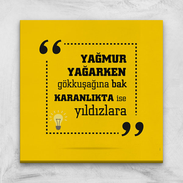 ilham-verici-posterler-7538-05 Yağmur Yağarken Gökkuşağına Bak Motivasyon Kanvas Tablo 7538