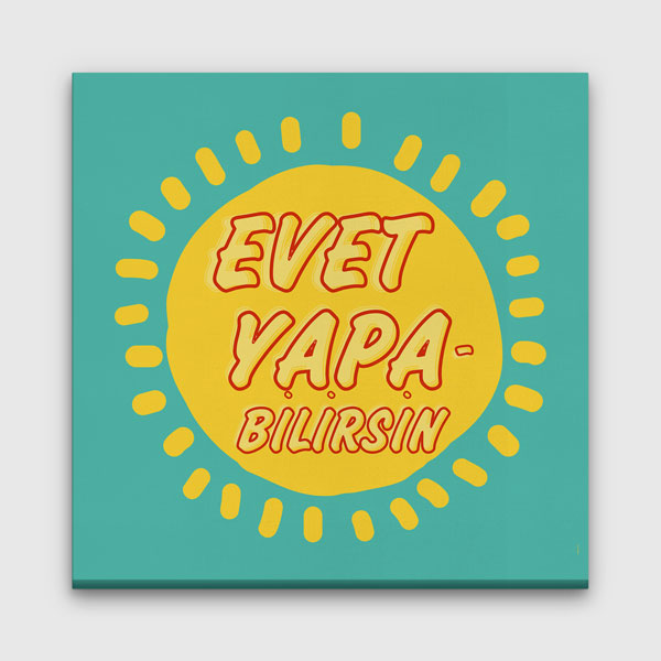 ilham-verici-sozler-7531-00 Evet Yapabilirsin Motivasyon Kanvas Tablo 7531