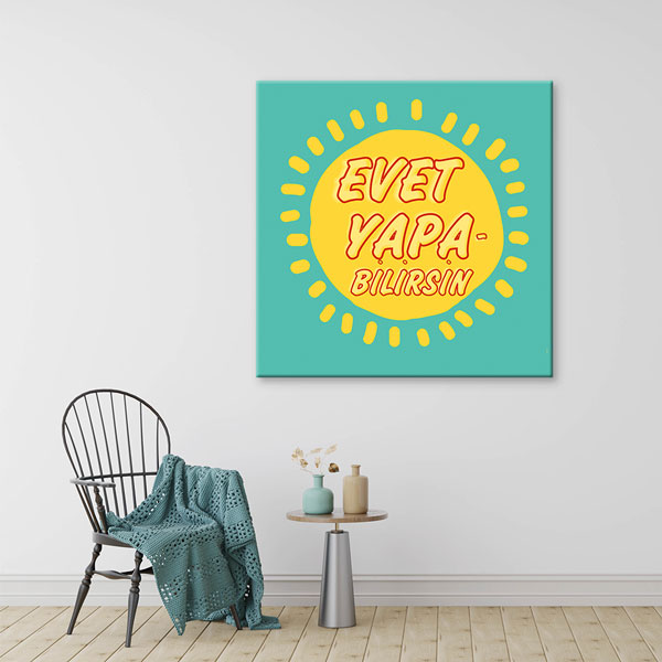 Evet Yapabilirsin Motivasyon Kanvas Tablo 7531