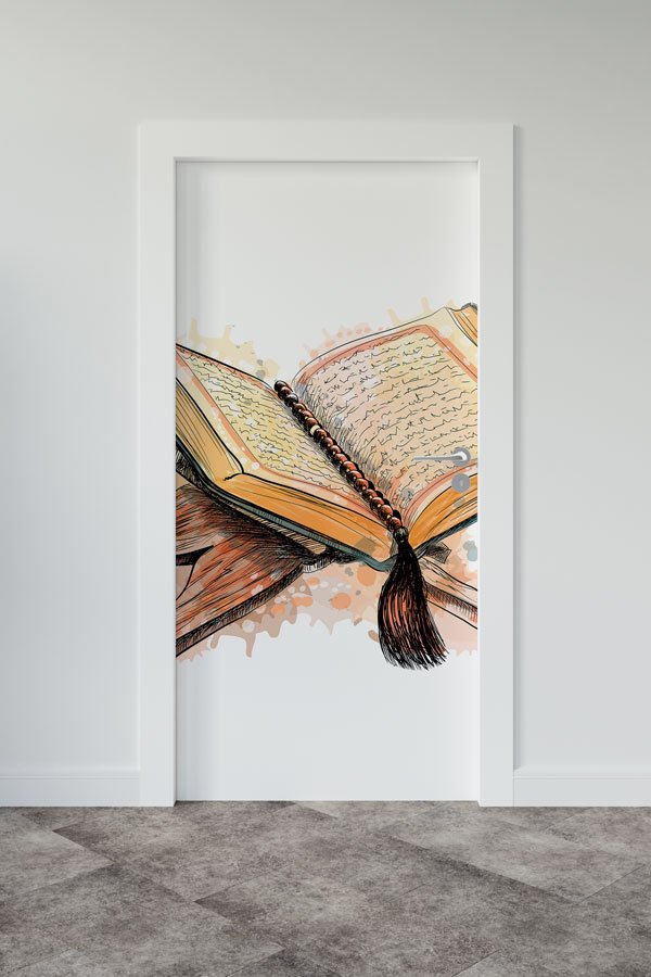 Kur’an-ı Kerim İllüstrasyon Tasarımlı Kapı Giydirme Dekoratif Baskı 9544