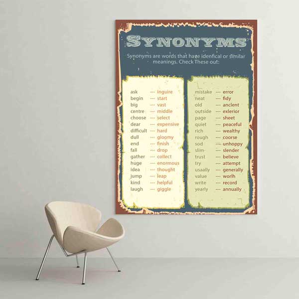 İngilizce Eş Anlamlı Kelimeler Posteri – B-508