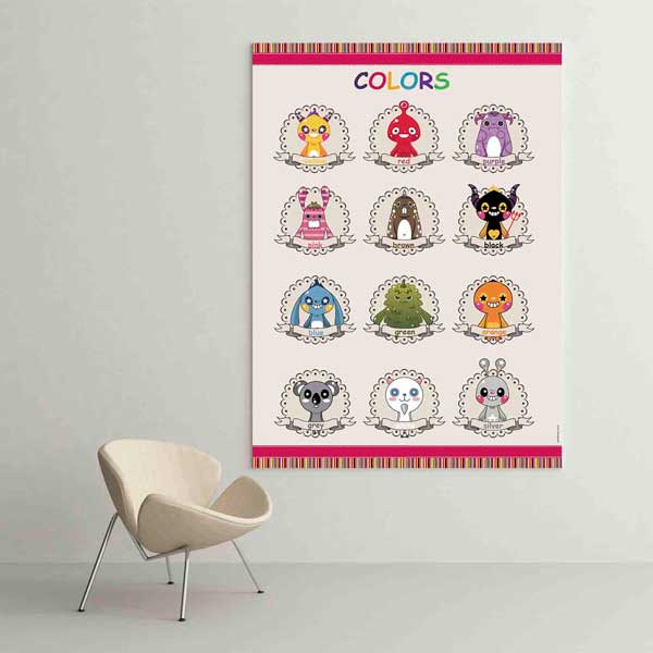 ingilizce-sinif-posterleri-b-537-02 Çocuklar İçin Renkler Eğitici Poster Tablo – B-537