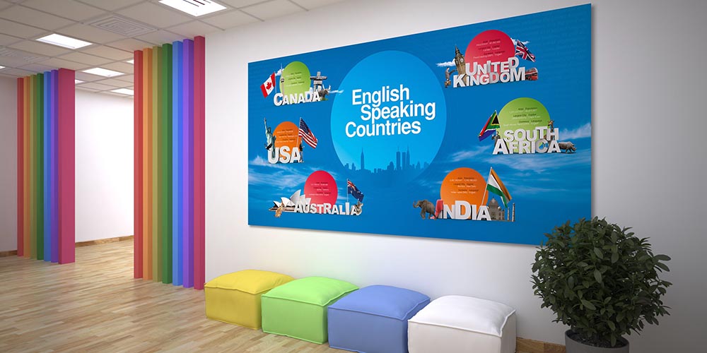 "İngilizce Konuşulan Ülkeler Haritası" Eğitim Posteri A-513