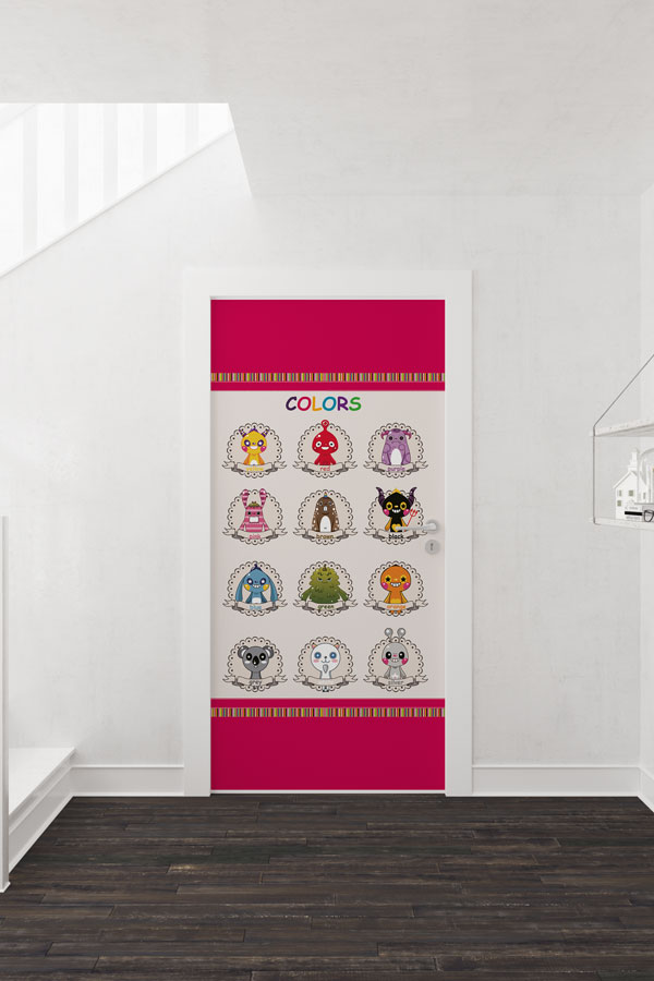 İngilizce Renkleri Öğrenme Kapı Giydirmesi - Sevimli Canavarlar 8692