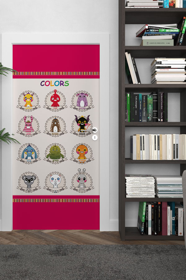İngilizce Renkleri Öğrenme Kapı Giydirmesi - Sevimli Canavarlar 8692