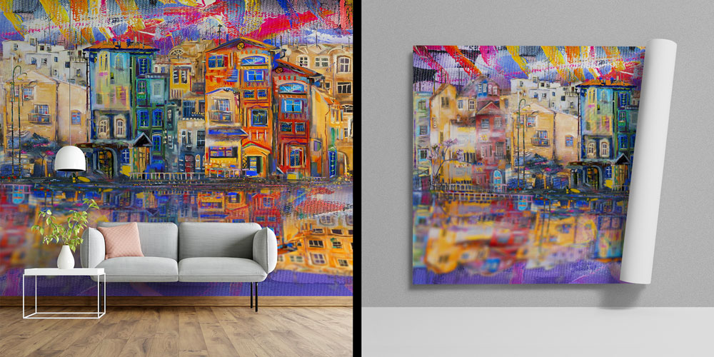 insaat-duvar-kagidi-5571-00 Renkli Şehir Silüeti Duvar Kağıdı 5571