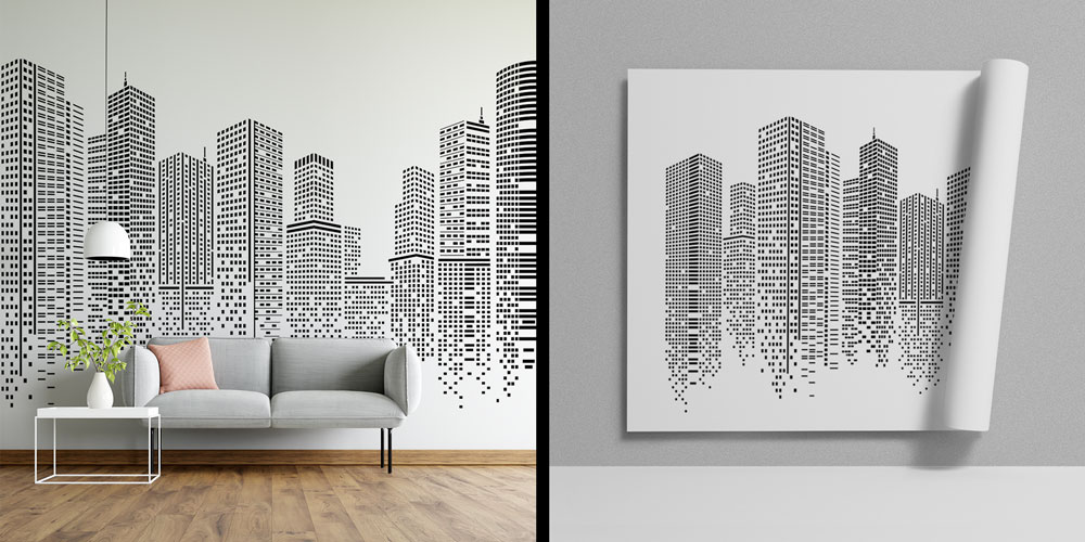 insaat-duvar-kagidi-5572-00 Siyah Beyaz Gökdelen Silüeti Duvar Kağıdı 5572