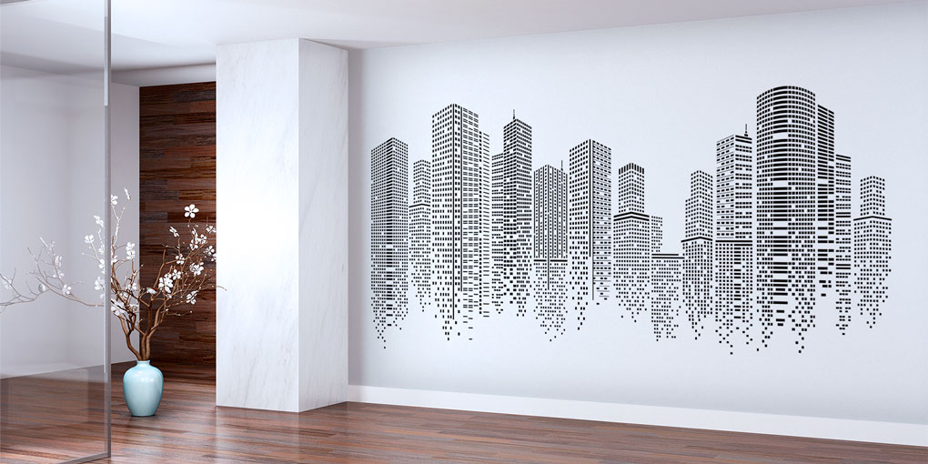 Siyah Beyaz Gökdelen Silüeti Duvar Kağıdı 5572