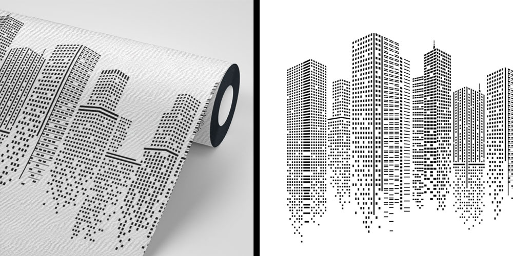 Siyah Beyaz Gökdelen Silüeti Duvar Kağıdı 5572