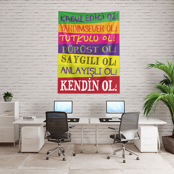 Olumlu Değerler Mesajlı İlham Verici Yazılı Duvar Örtüsü 7654