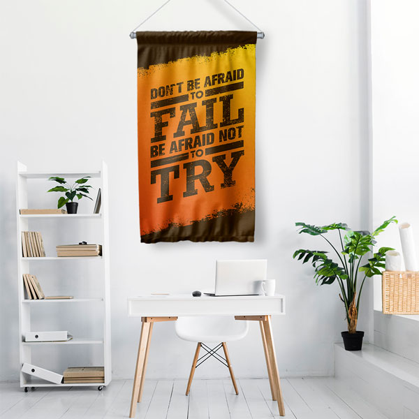 İlham Veren "Don't Be Afraid To Fail" İngilizce Duvar Flaması 10260