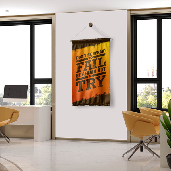 İlham Veren "Don't Be Afraid To Fail" İngilizce Duvar Flaması 10260
