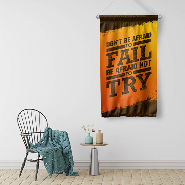 İlham Veren "Don't Be Afraid To Fail" İngilizce Duvar Flaması 10260