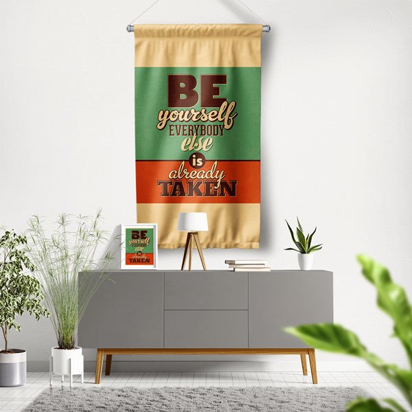 inspirational-wall-banner-7683-00 Be Yourself Motivasyon Duvar Flaması Kumaş Baskı 7683