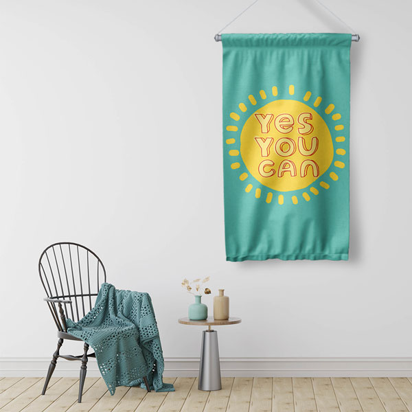 Yes You Can Güneş Tasarımlı Duvar Flaması 7681
