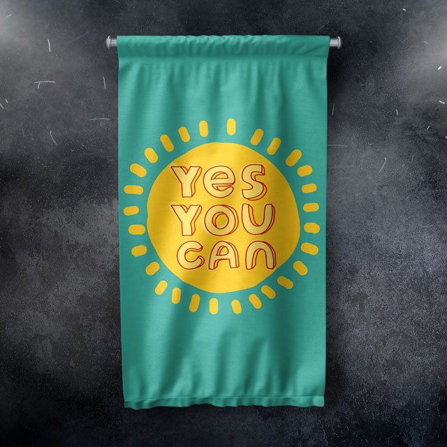 Yes You Can Güneş Tasarımlı Duvar Flaması 7681