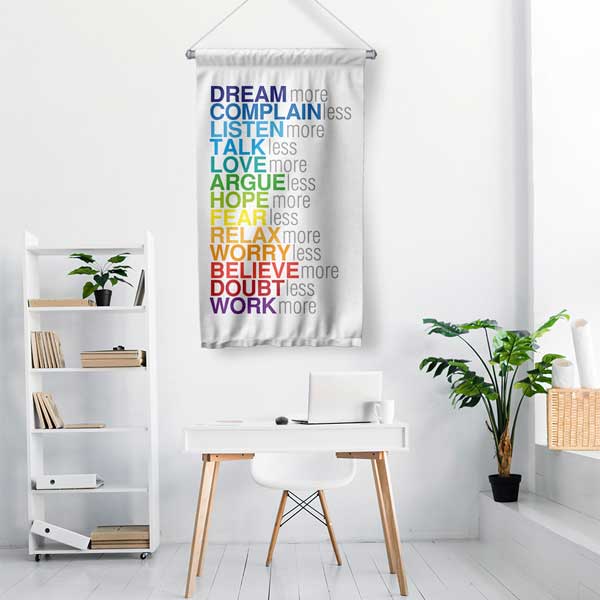 inspirational-wall-banners-7698-01 Dream More Complain Less Motivasyon Duvar Flaması Kumaş Baskı 7698