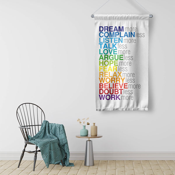 inspirational-wall-banners-7698-02 Dream More Complain Less Motivasyon Duvar Flaması Kumaş Baskı 7698