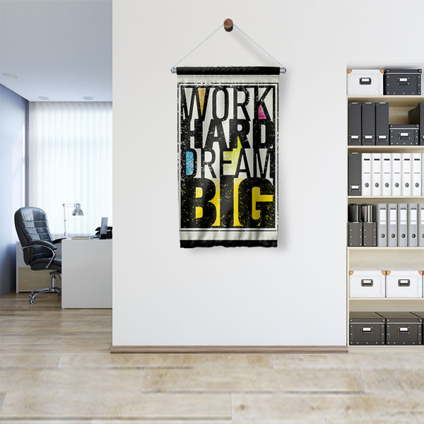 Work Hard Dream Big Siyah Duvar Flaması 7708