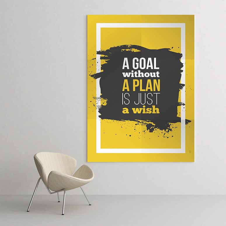 inspirational-wall-decor-3358-03 Planlı Başarı Motivasyon Tablosu: Hedefsiz Plan Olmaz – 3358