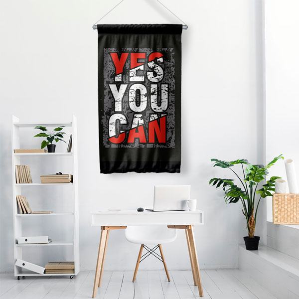 Yes You Can Duvar Flaması (Kırmızı-Siyah Tasarım) 7665