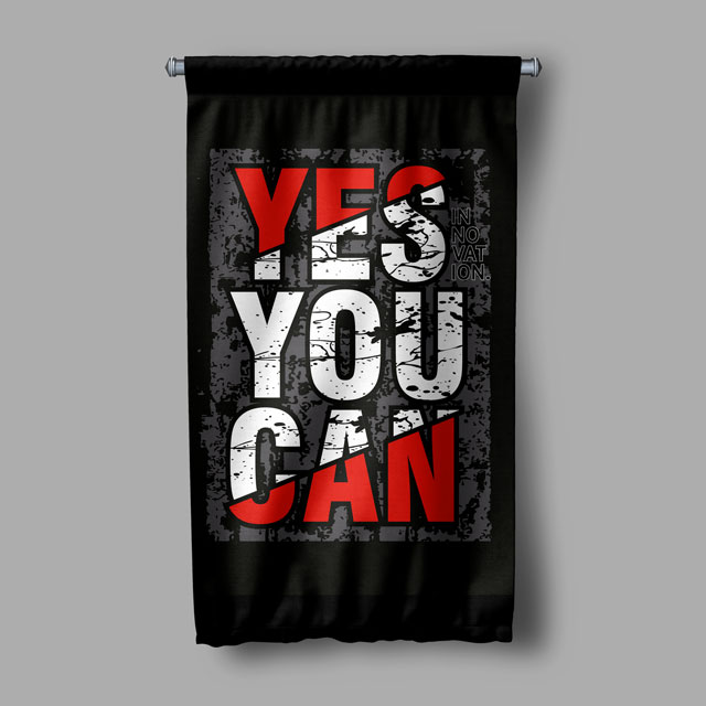 Yes You Can Duvar Flaması (Kırmızı-Siyah Tasarım) 7665