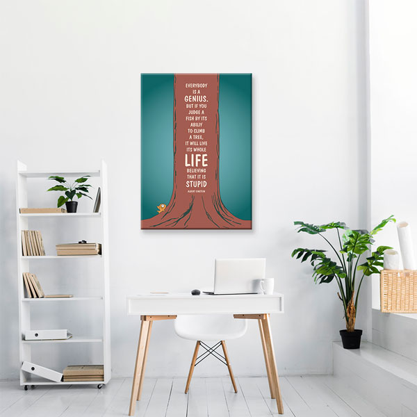 Motivasyon Everybody Is A Genius Kanvas Tablo – 7560