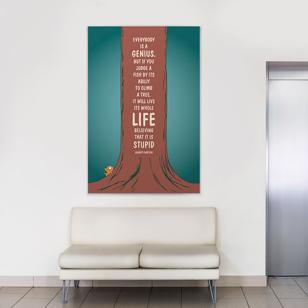 Motivasyon Everybody Is A Genius Kanvas Tablo – 7560