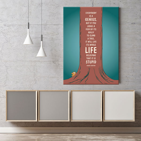 Motivasyon Everybody Is A Genius Kanvas Tablo – 7560