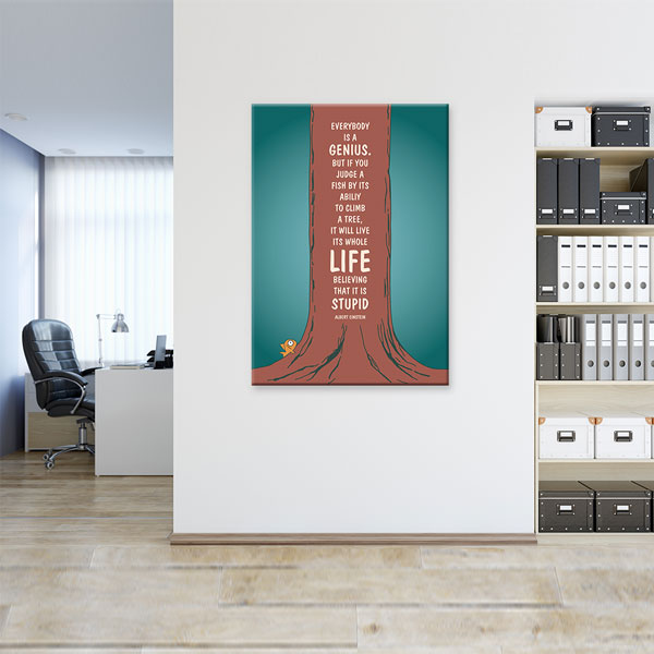 Motivasyon Everybody Is A Genius Kanvas Tablo – 7560