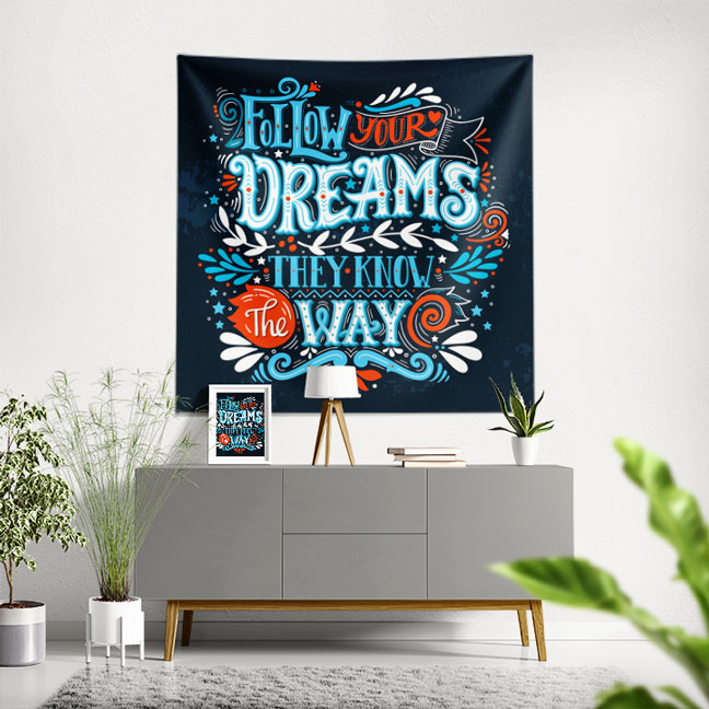 Motivasyon Duvar Örtüsü - Follow Your Dreams 7611